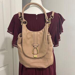 G.I.L.I. Tan Leather Convertible Backpack.Shoulder Bag